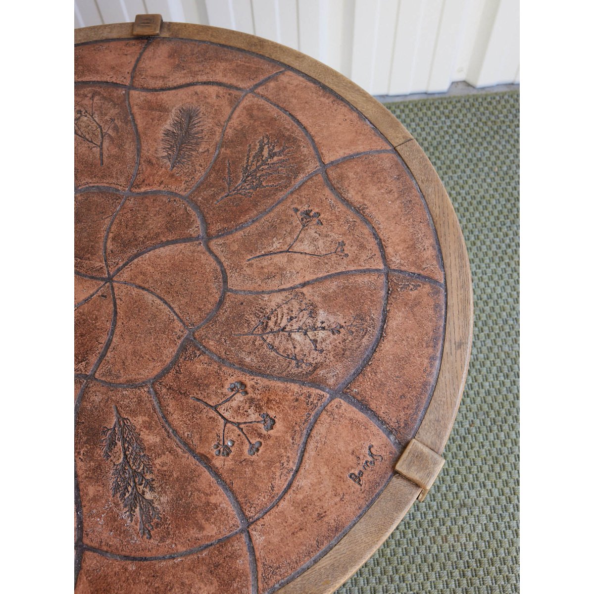Table basse en céramique Léonie N°1578 - Bon état ocre rouge, DEBONGOUT
