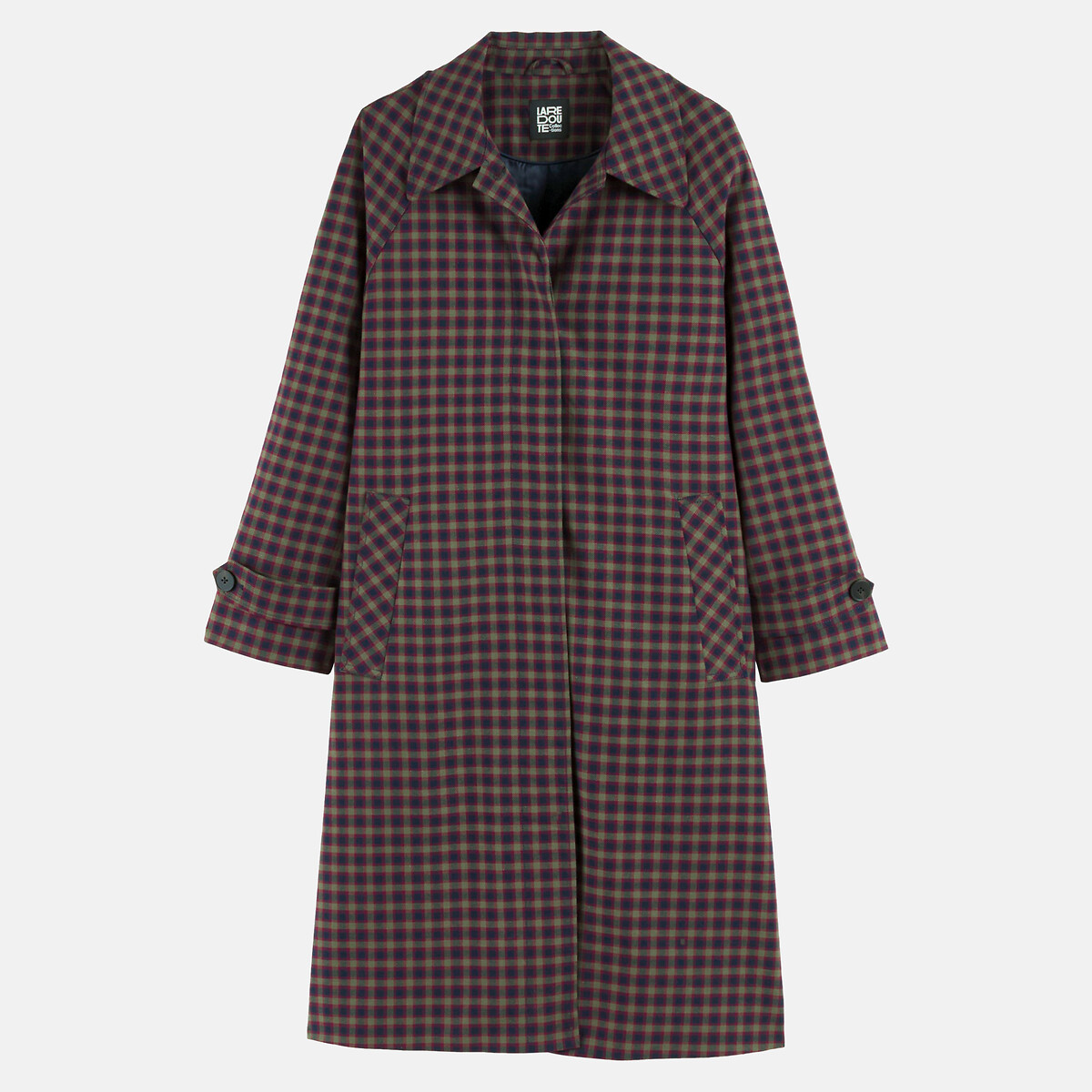 Karierter Trenchcoat, lang blau/grün kariert , LA REDOUTE COLLECTIONS