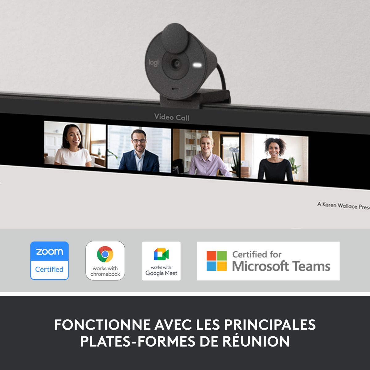 Webcam Brio 300 Full HD avec micro - Graphite couleur unique, LOGITECH