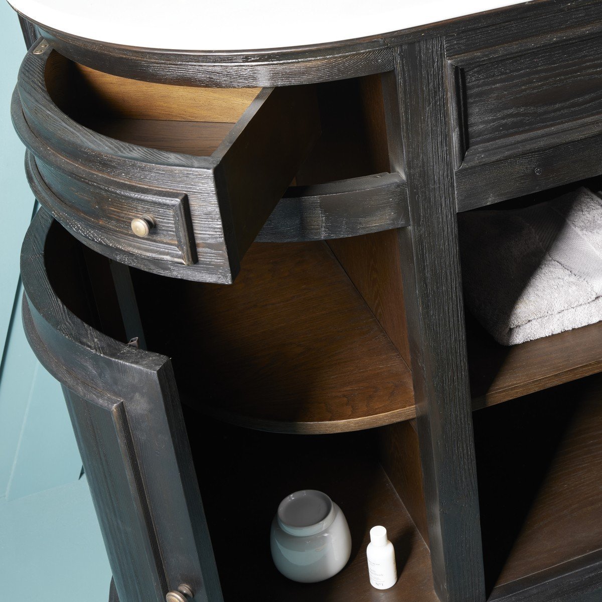 Meuble lavabo simple en bois massif noir L130 cm - HAUSMANN beige, SIGNATURE