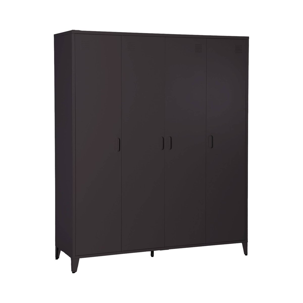 Armoire chambre dressing industriel métal 4 portes, 10 étagères, 1 penderie SOHO noir, SWEEEK