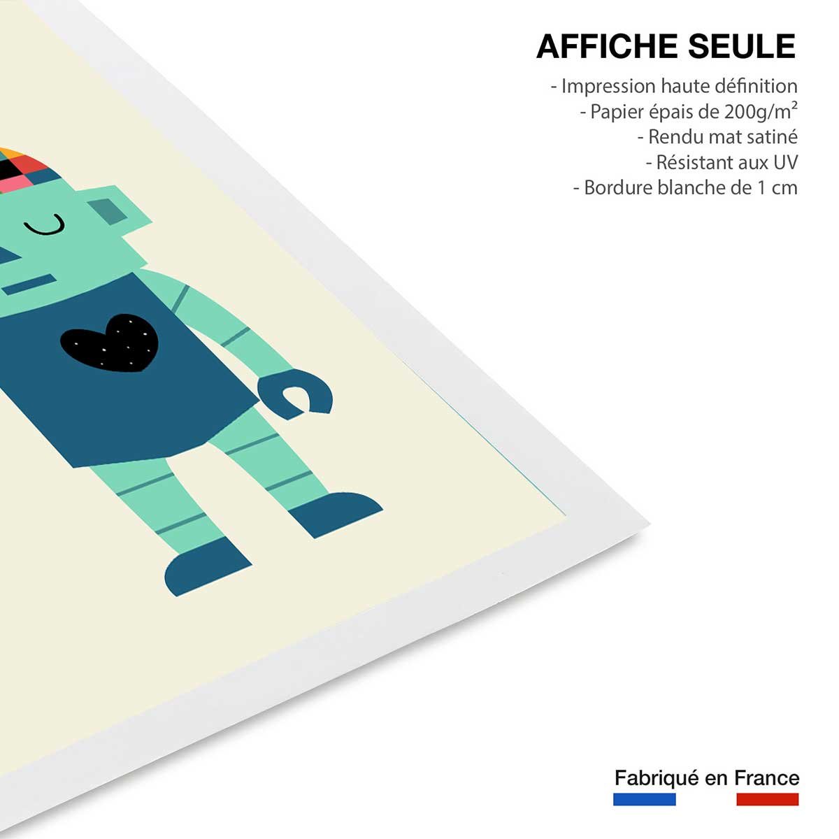Affiche coeur de robot affiche seule, HEXOA