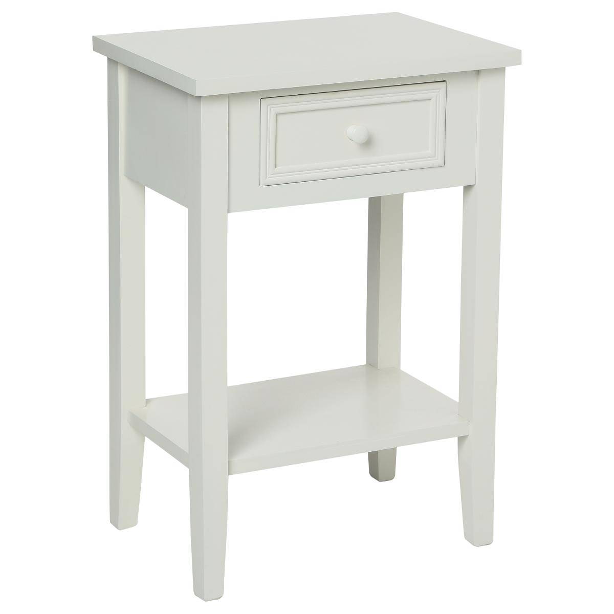 Table de chevet 1 tiroir bois CHARME blanc, ATMOSPHERA