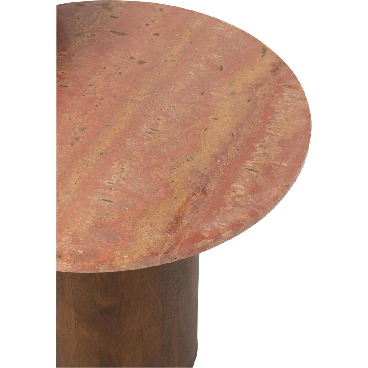 Set de 2 tables d'appoint rondes en bois terracotta et marron foncé, RECOLLECTION