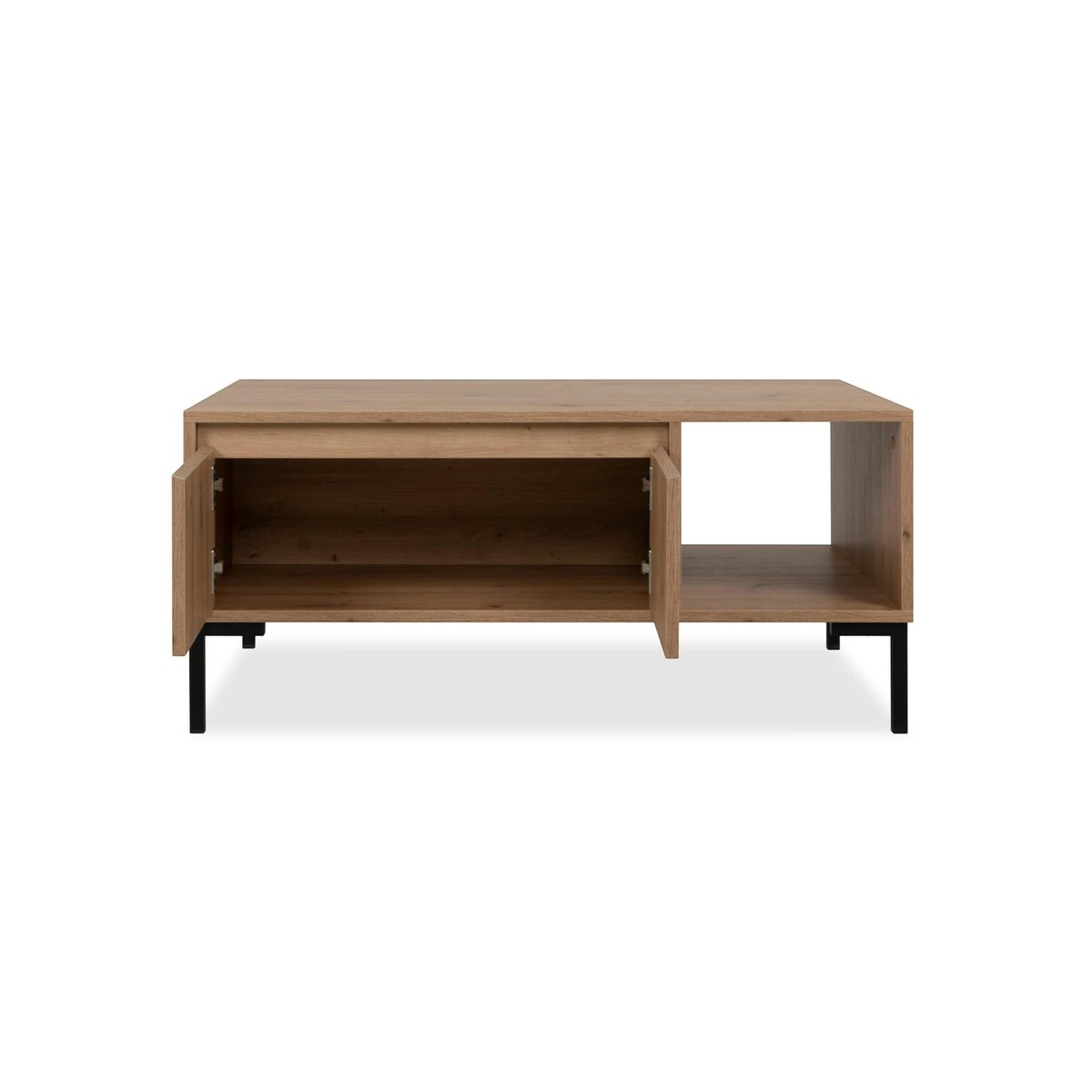 Table basse décor bois 2 portes 1 niche KARVI bois naturel, PIER IMPORT