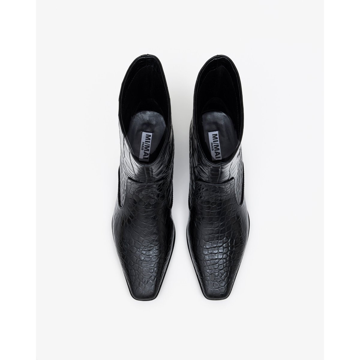 Bottines à petit talon façon croco TAMY noir, MI MAI