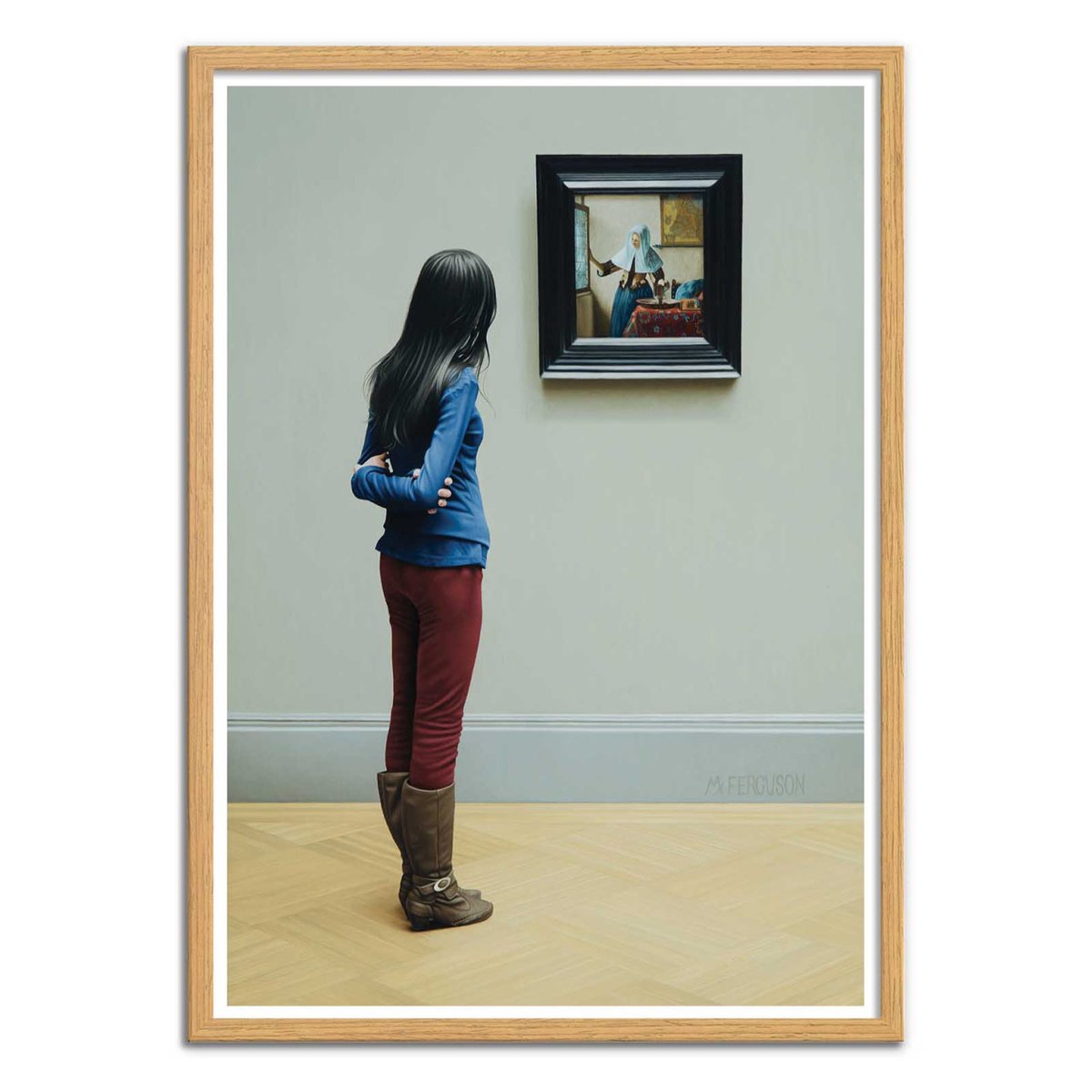 Affiche d'art - Girl with Vermeer, 2014 - Max Ferguson couleur unique, WALL EDITIONS