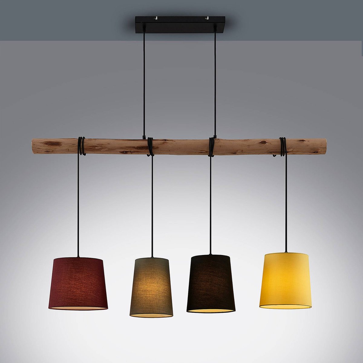 Suspension en bois moderne, Moskau rouge, gris, noir, jaune, bois clair, LINDBY
