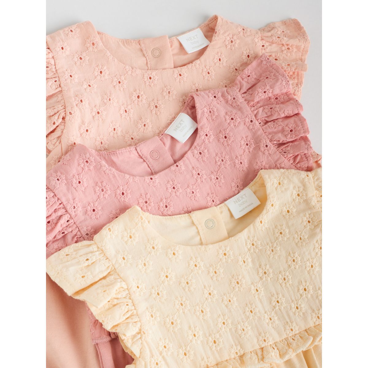 Barboteuse bébé brodée, lot de 3 rose, NEXT