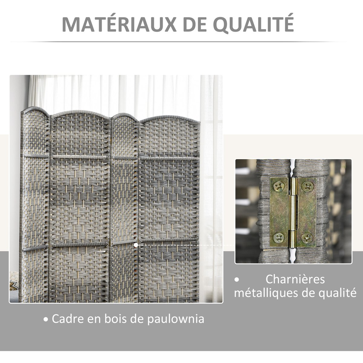 Cloison de séparation Polypropylène Gris gris, HOMCOM
