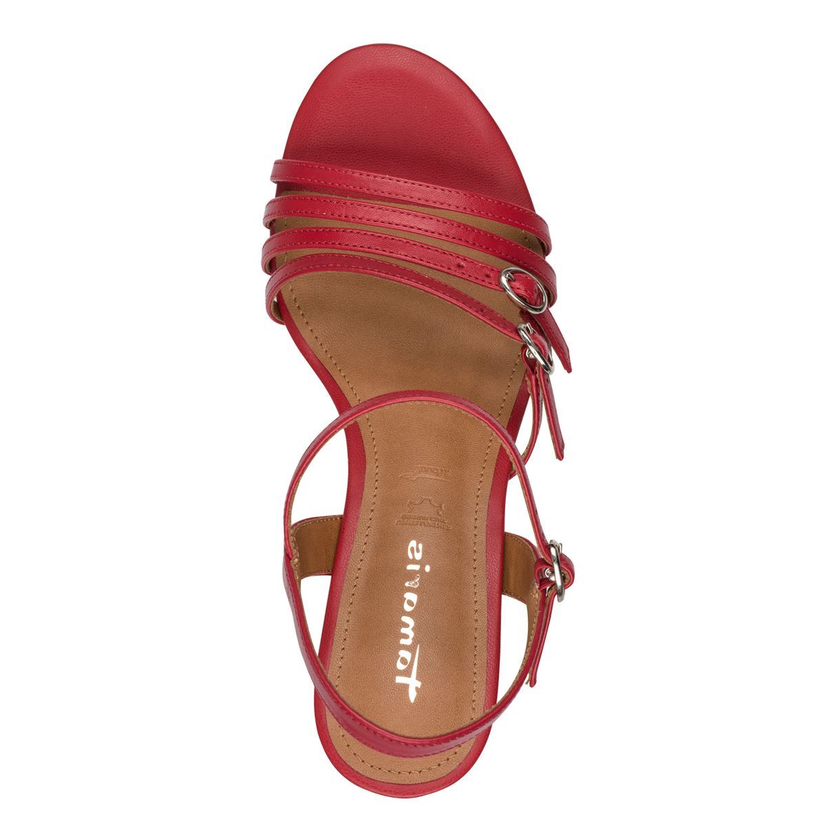 Sandales à talons, cuir rouge, TAMARIS