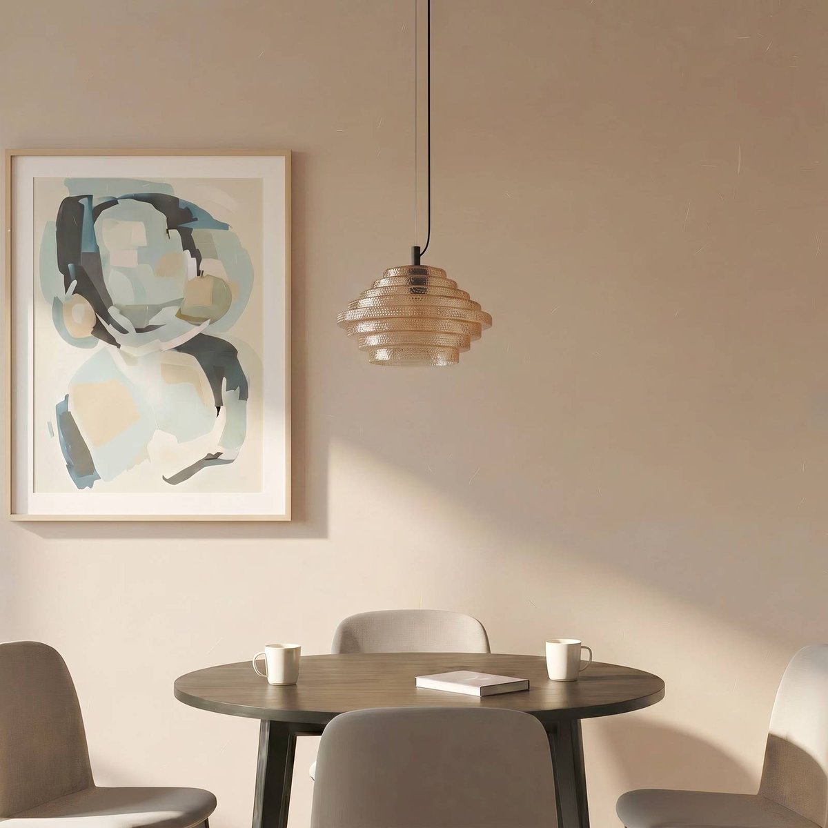 Suspension en verre moderne, Orliana ambre, noir, LINDBY