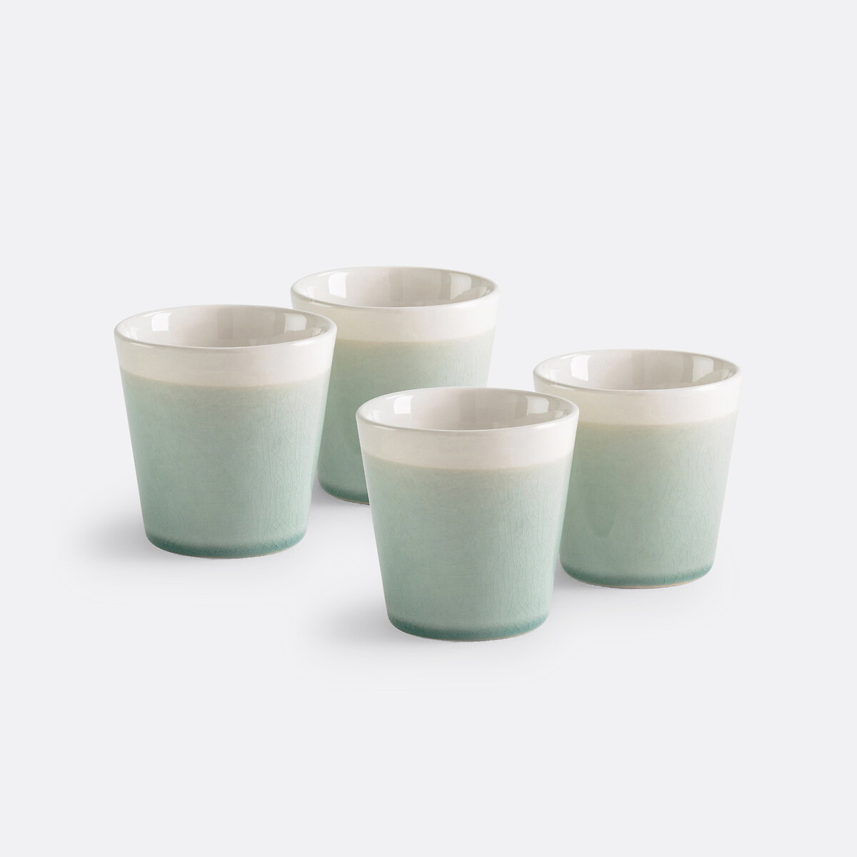 Lote 4 tazas de café efecto agrietado, GOGAIN verde, LA REDOUTE INTERIEURS