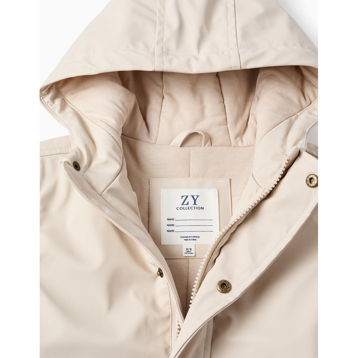 Parka en Caoutchouc à Capuche et Doublure en Jersey gris clair, ZIPPY