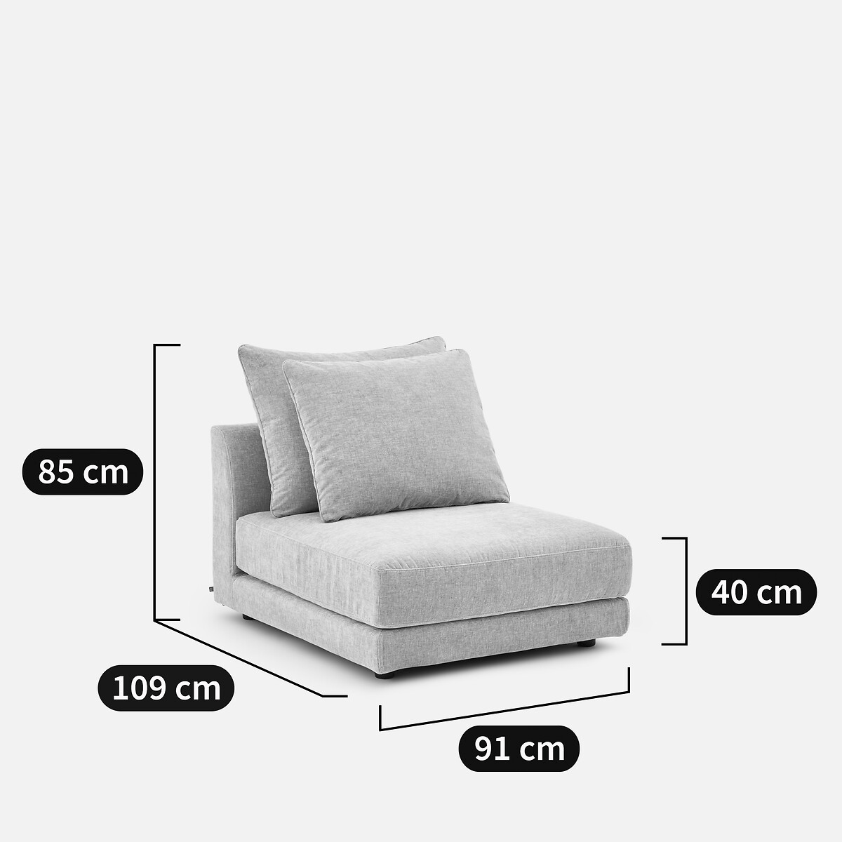 Butaca modular de terciopelo chenilla, TIBERIO blanco, AM.PM