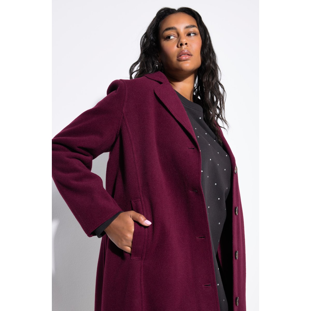 Manteau réversible, col à revers rouge vin, STUDIO UNTOLD