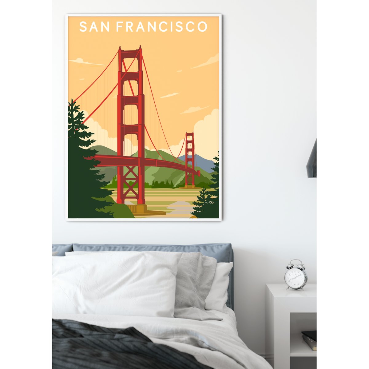 Affiche San Francisco 2 blanc, L'AFFICHERIE
