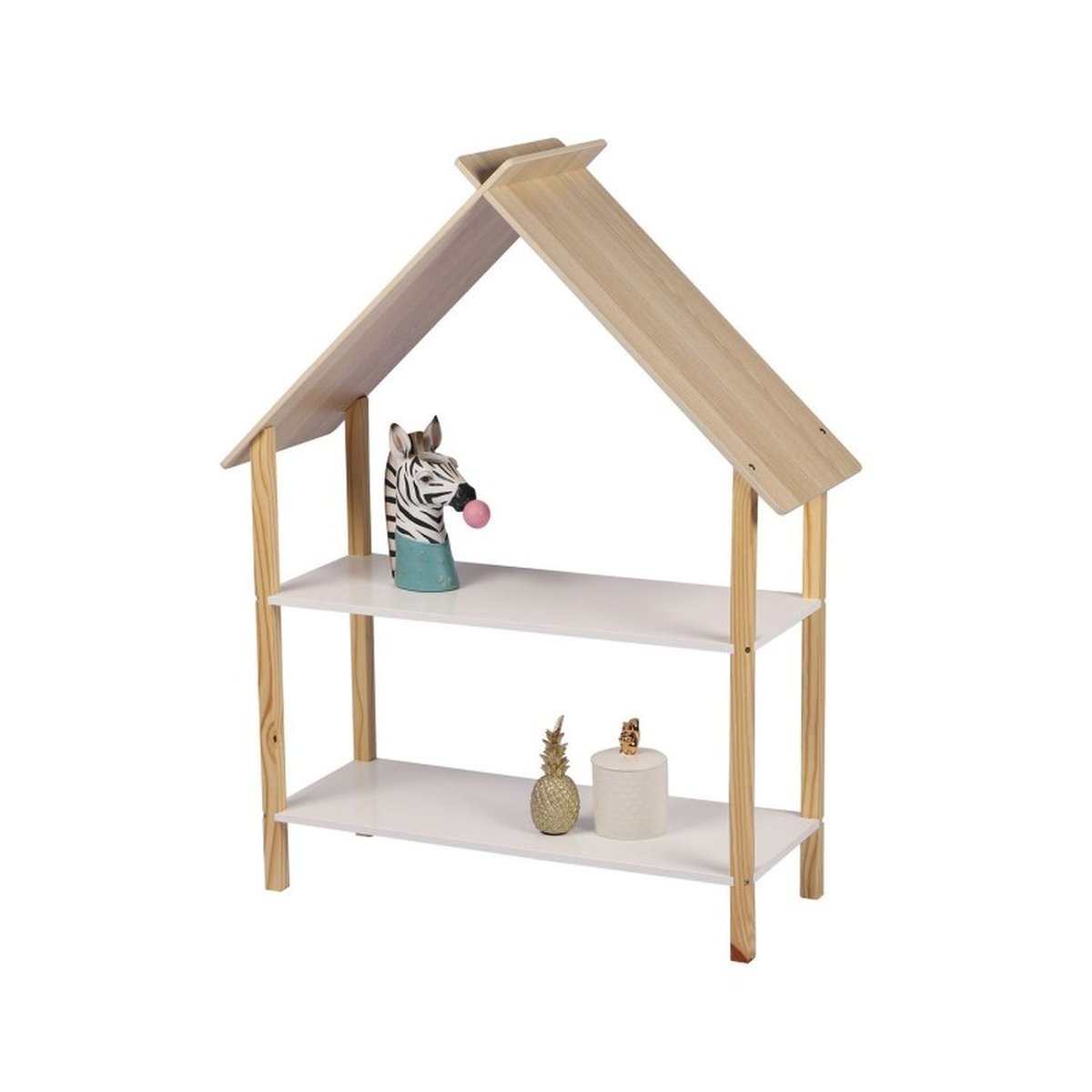 Bibliothèque enfant 2 étagères ouvertes design maison DREAM blanc, TOILINUX