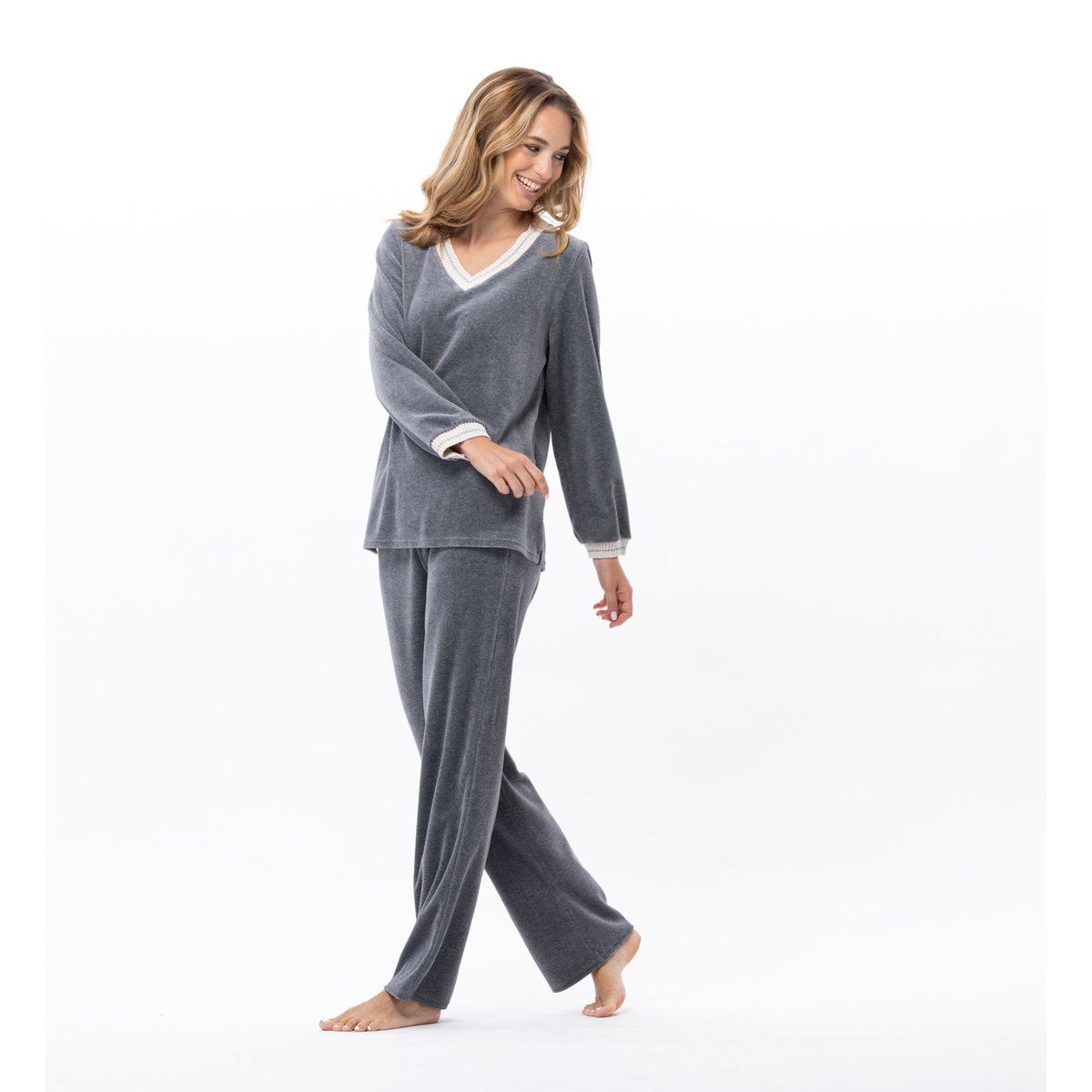 Ensemble homewear en velours COUNTRY 122 gris, LE CHAT