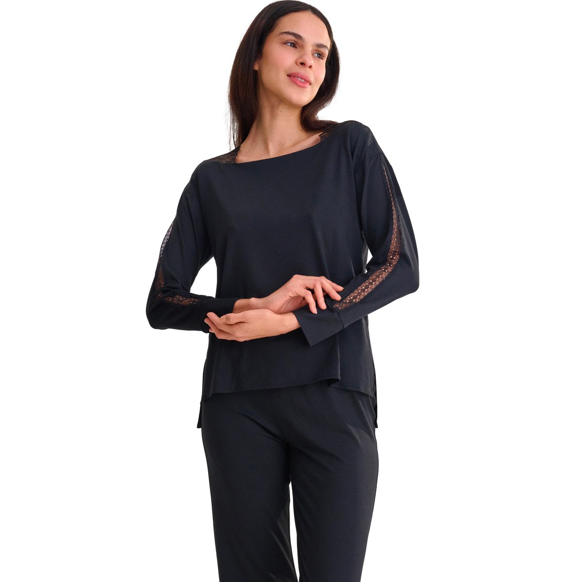 Pyjama pantalon top manches longues ADVENTURE noir, LISCA