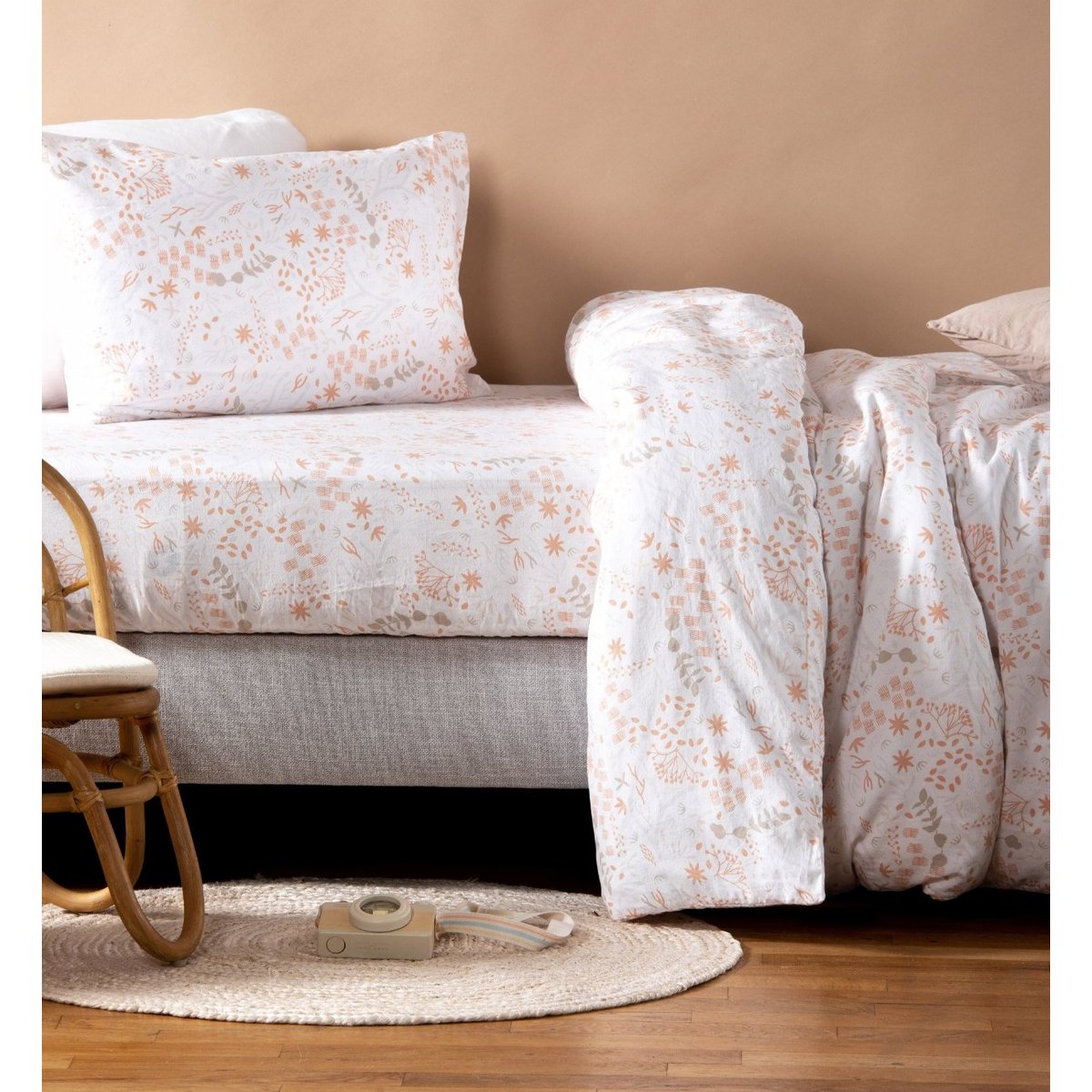 Housse de couette en Coton Bio pour lit 1 personne YUKARI DOUCEUR yukari peach, KADOLIS