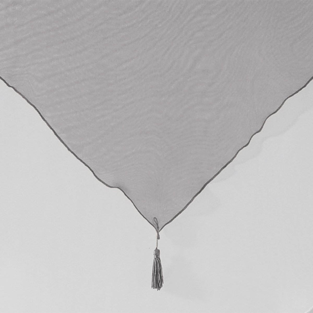 Paire de voile pompon rideau a passants bicolore Collection Voilinne gris, EDEN