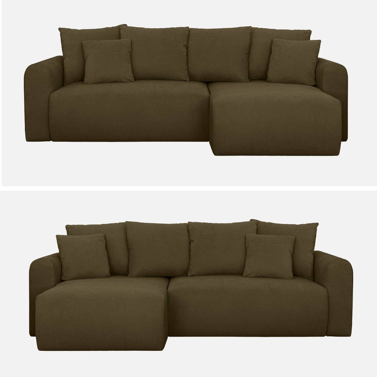 Canapé d'angle convertible réversible 3 places tissu chenille avec coffre ALMO taupe, SWEEEK