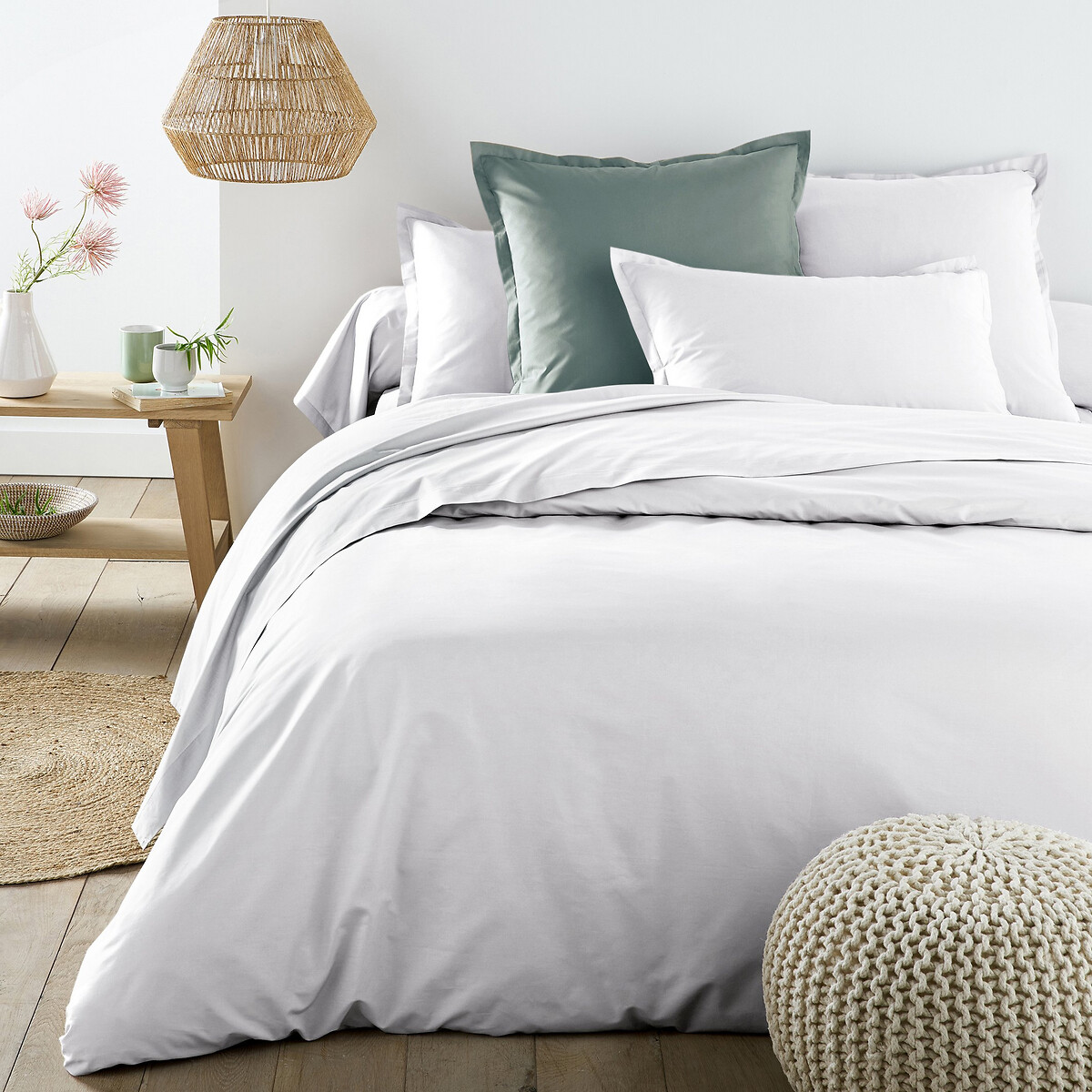 Taie de traversin en percale de coton, 80 fils, Scenario blanc, LA REDOUTE INTERIEURS