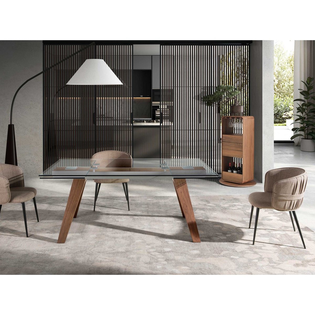 Meuble bar pivotant en noyer noyer, ANGEL CERDA