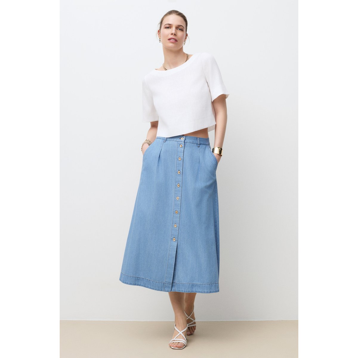 Blouse droite lin bateau CYNTHIA blanc, CAROLL