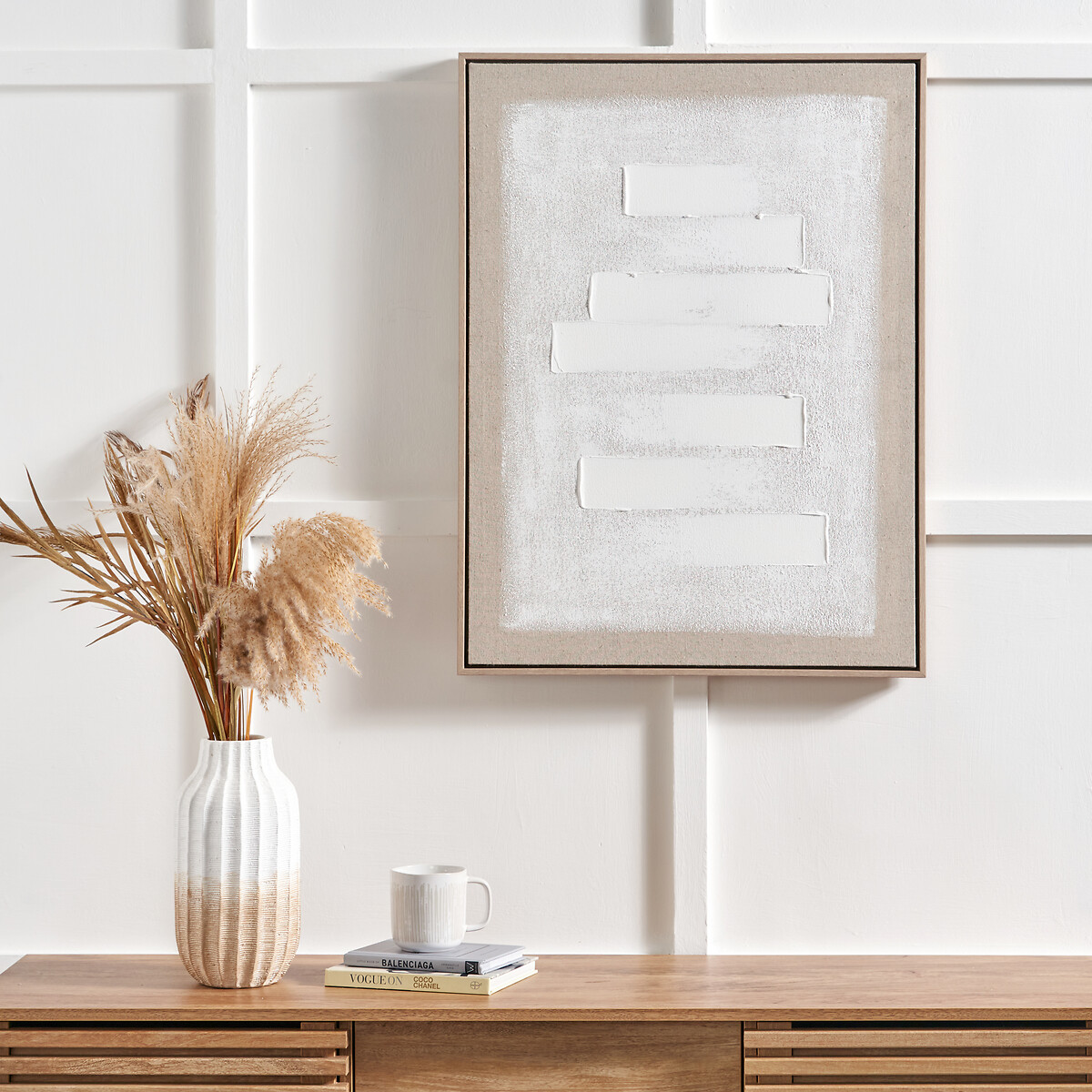 80 x 60cm White & Natural Textured Canvas with Natural Frame white/natural, ÉDITÉ