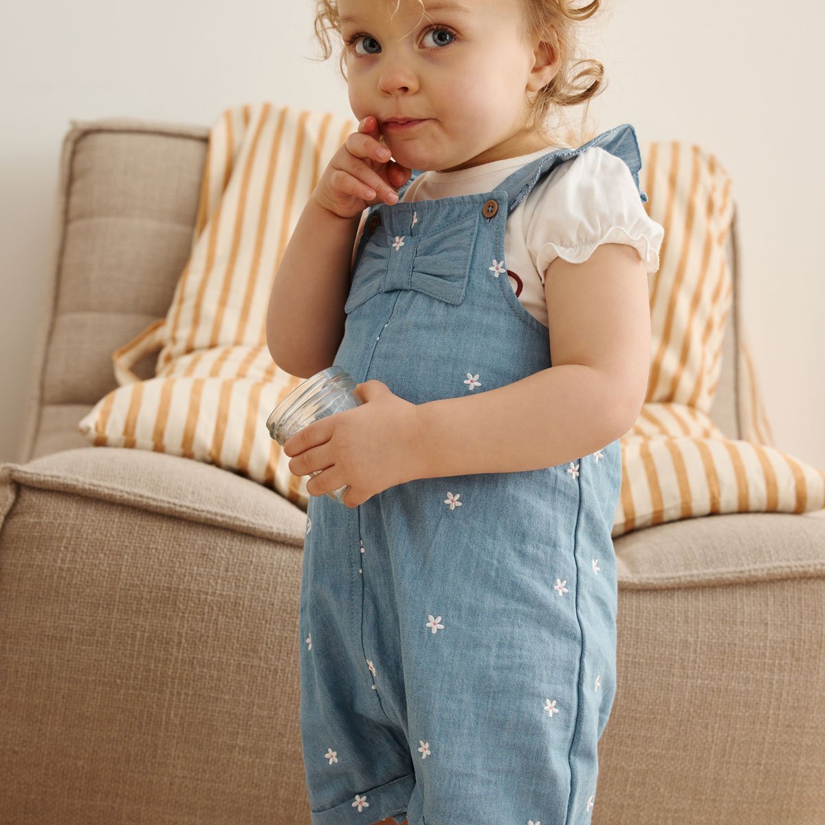Salopette bébé en chambray Ciao Milano bleu, PETIT BEGUIN