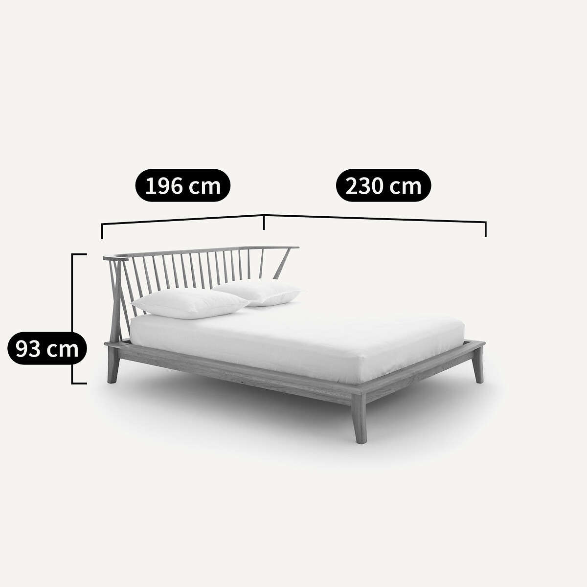 Bett für 2 Personen, aus massiver Eiche, Caspian natureicheholz, AM.PM