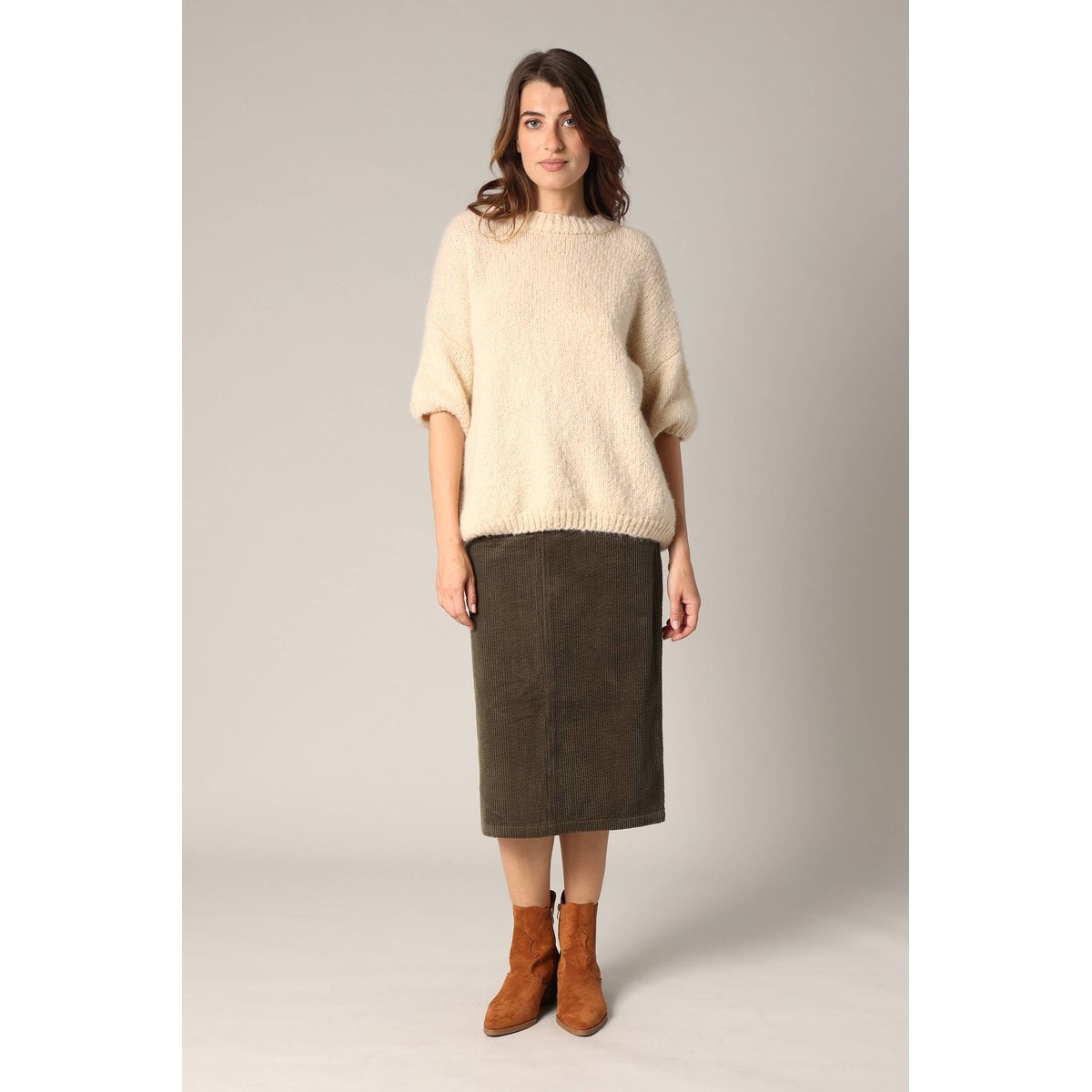Pull ample en grosse maille AMBRA crème, DEELUXE