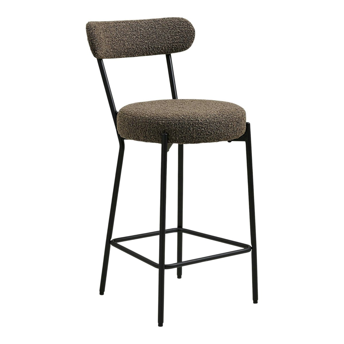 Chaise de bar en bouclette marron avec repose-pieds (lot de 2) BERLIN marron, PIER IMPORT