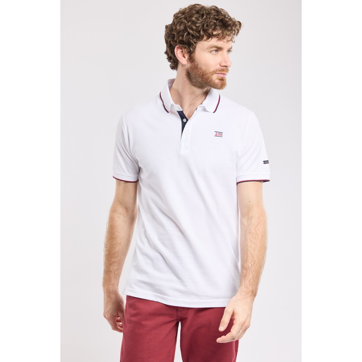 Polo en maille piquée SPÉZET blanc, ARMOR-LUX