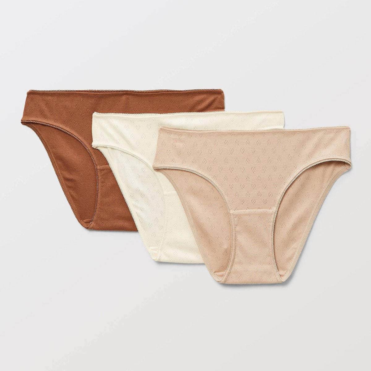 Lot de 3 culottes pointelle MARTA en coton BIO GOTS chair, MONOPRIX