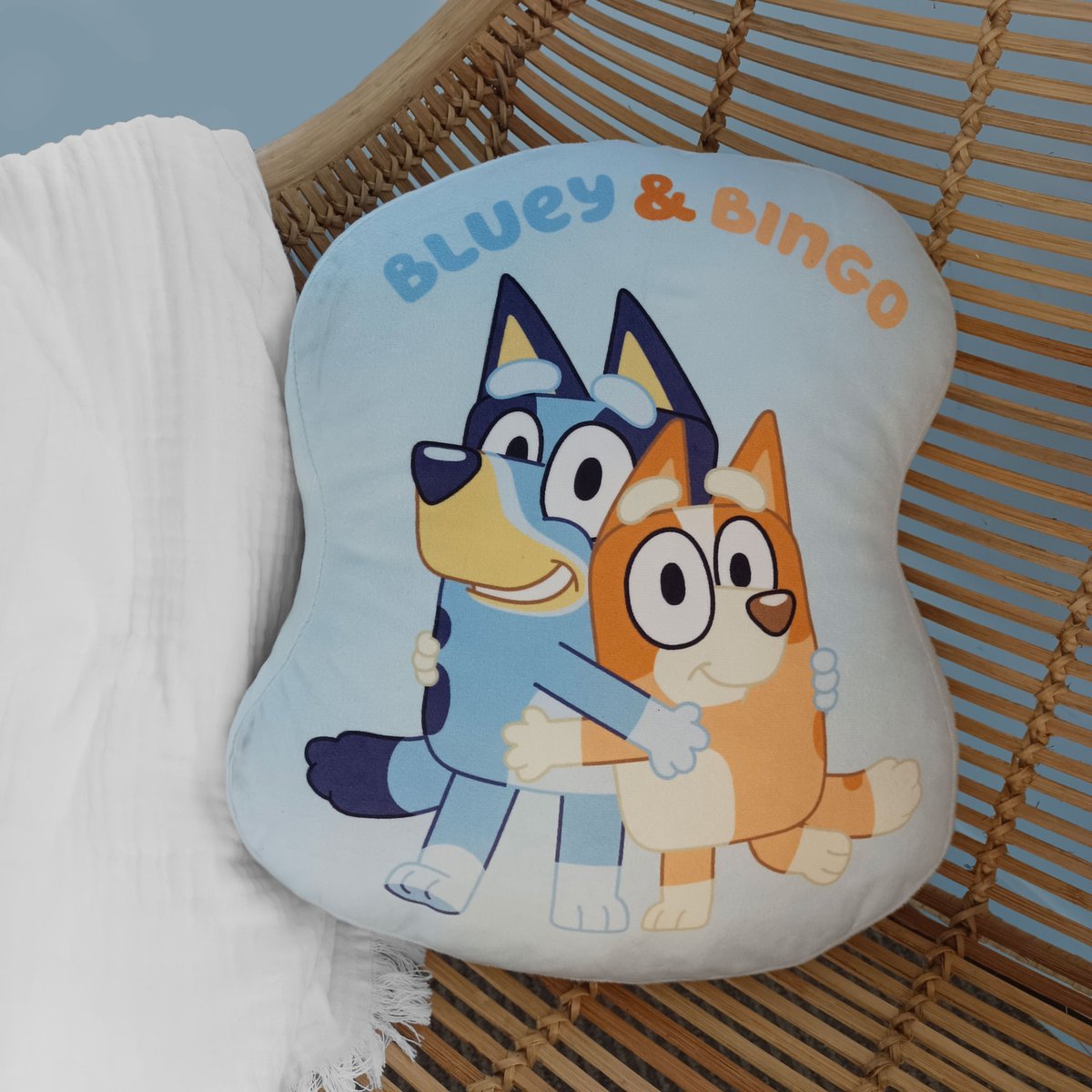 Coussin forme imprimé 100% Polyester, CALIN bleu, BLUEY