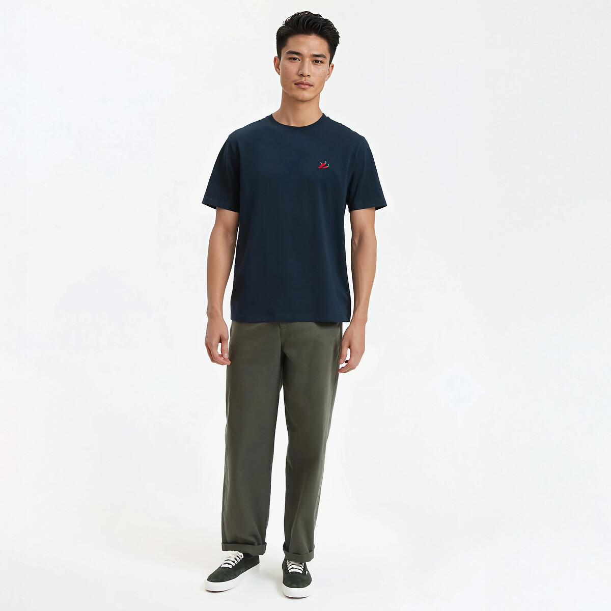 Chilli Pepper Embroidery Regular Fit T-Shirt navy blue, LA REDOUTE COLLECTIONS