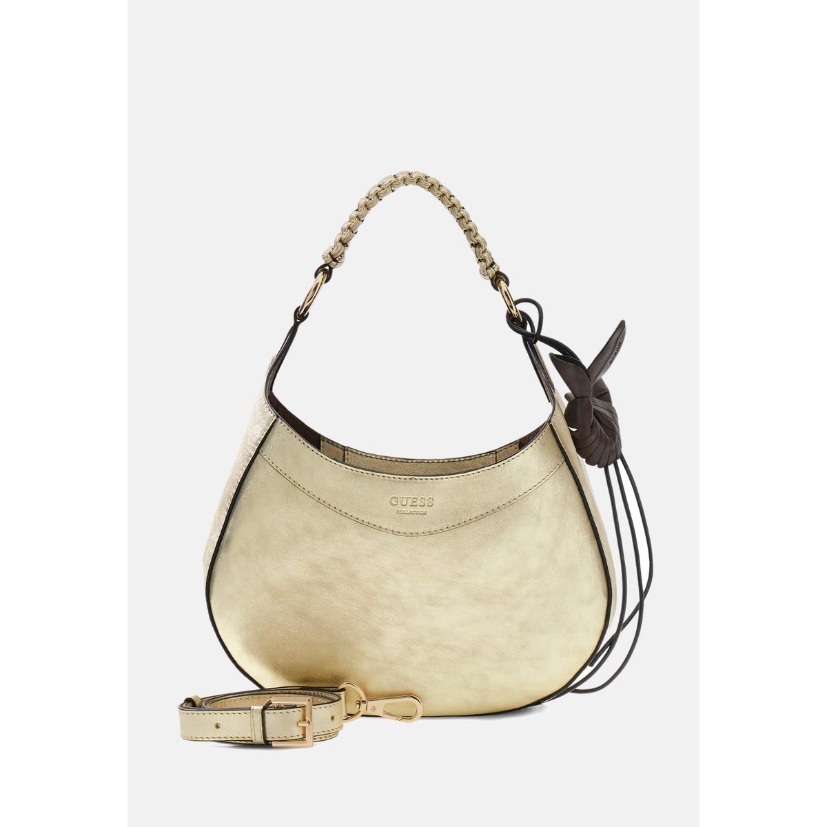 Sac Hobo En Cuir Véritable Nina or, GUESS