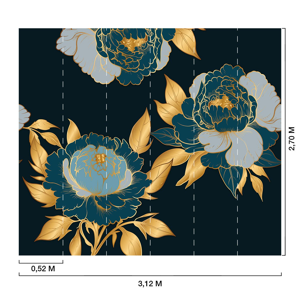 Papier peint magnolia doré intissé, HEXOA
