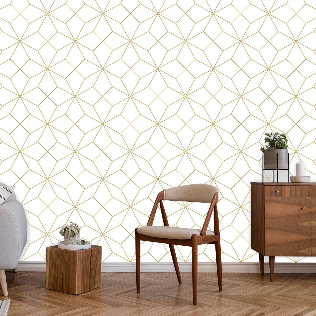Papier peint graphique scandinave intissé, HEXOA