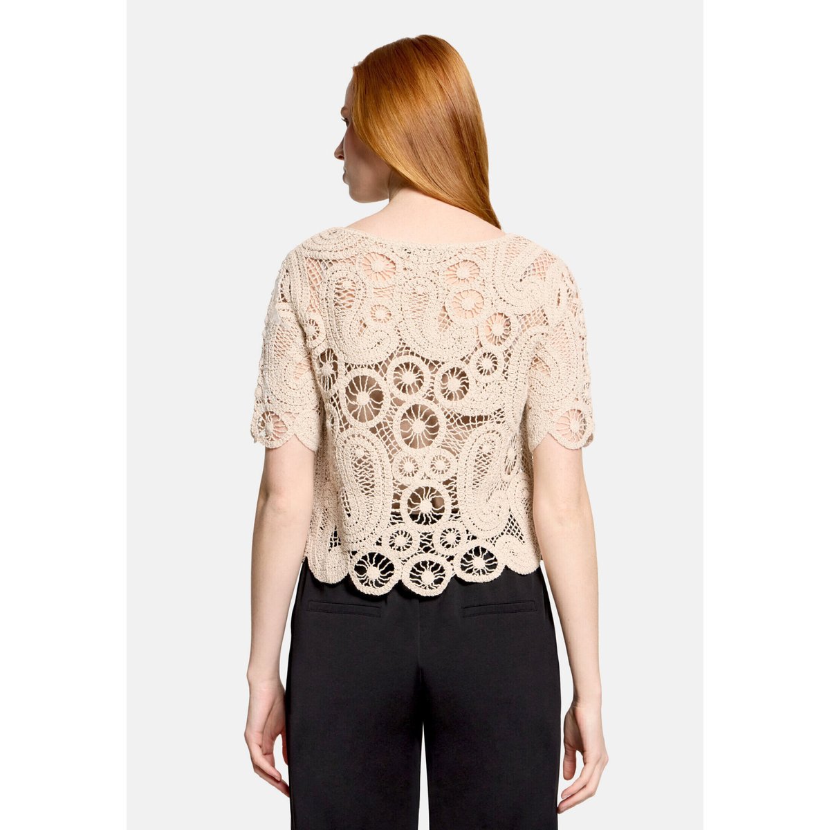 Pull-over en maille ajourée à encolure bateau pastel sand, BETTY BARCLAY