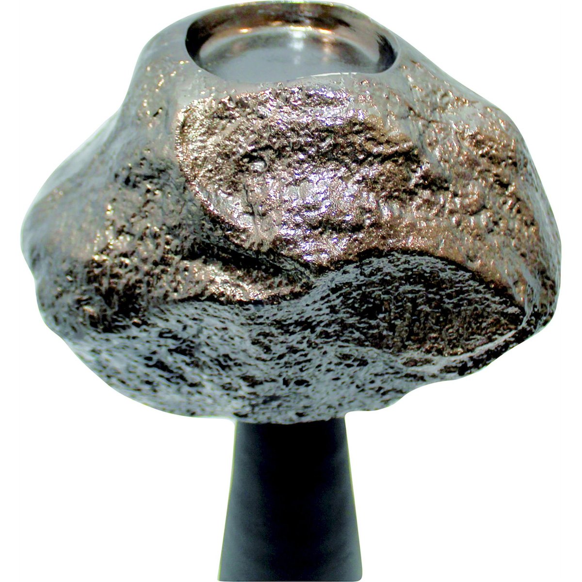 Bougeoir en métal design contemporain, Moira noir intense avec nuances bronze, RECOLLECTION
