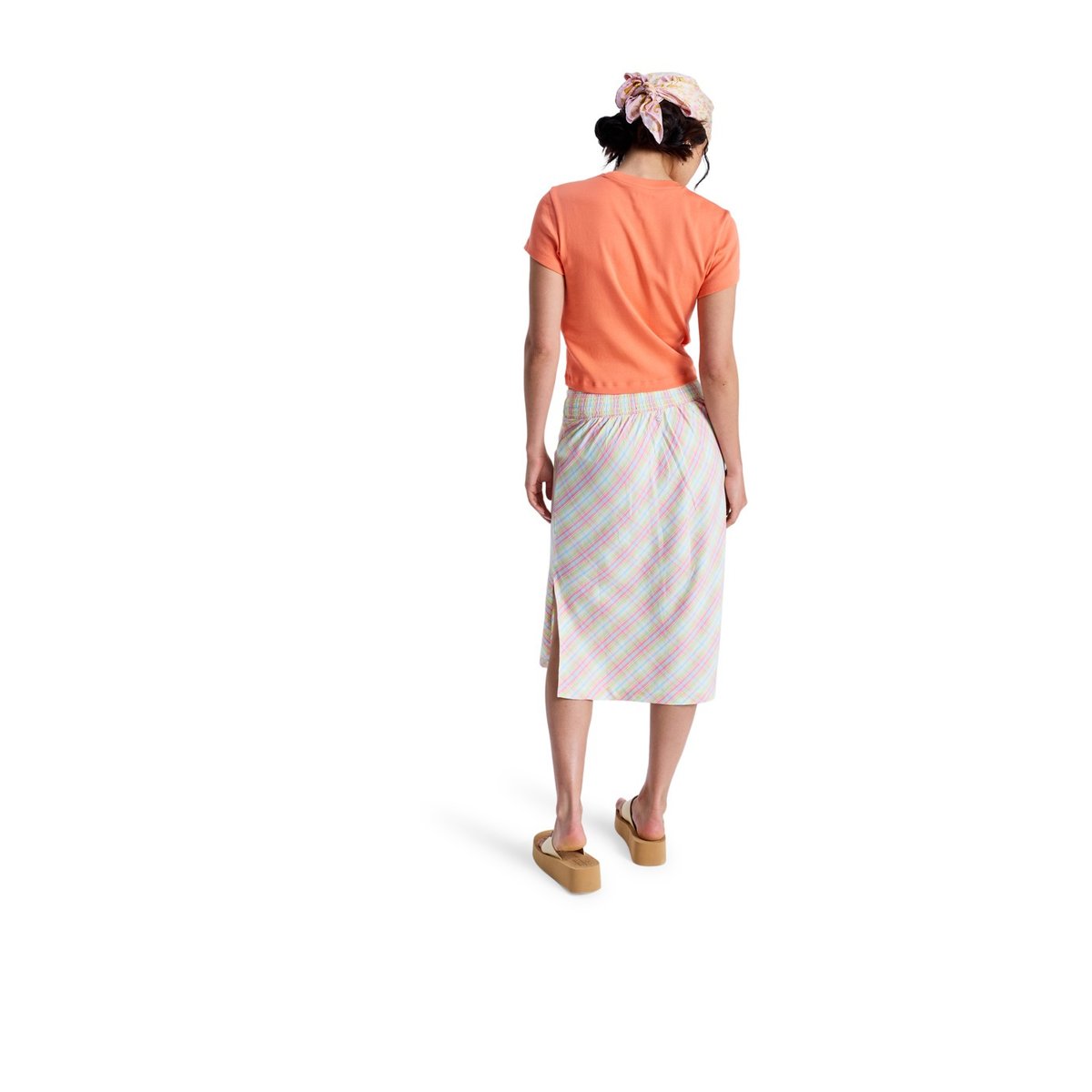 Jupe midi SUMMER DELIGHT. blanc coconut milk plaid swell, ROXY