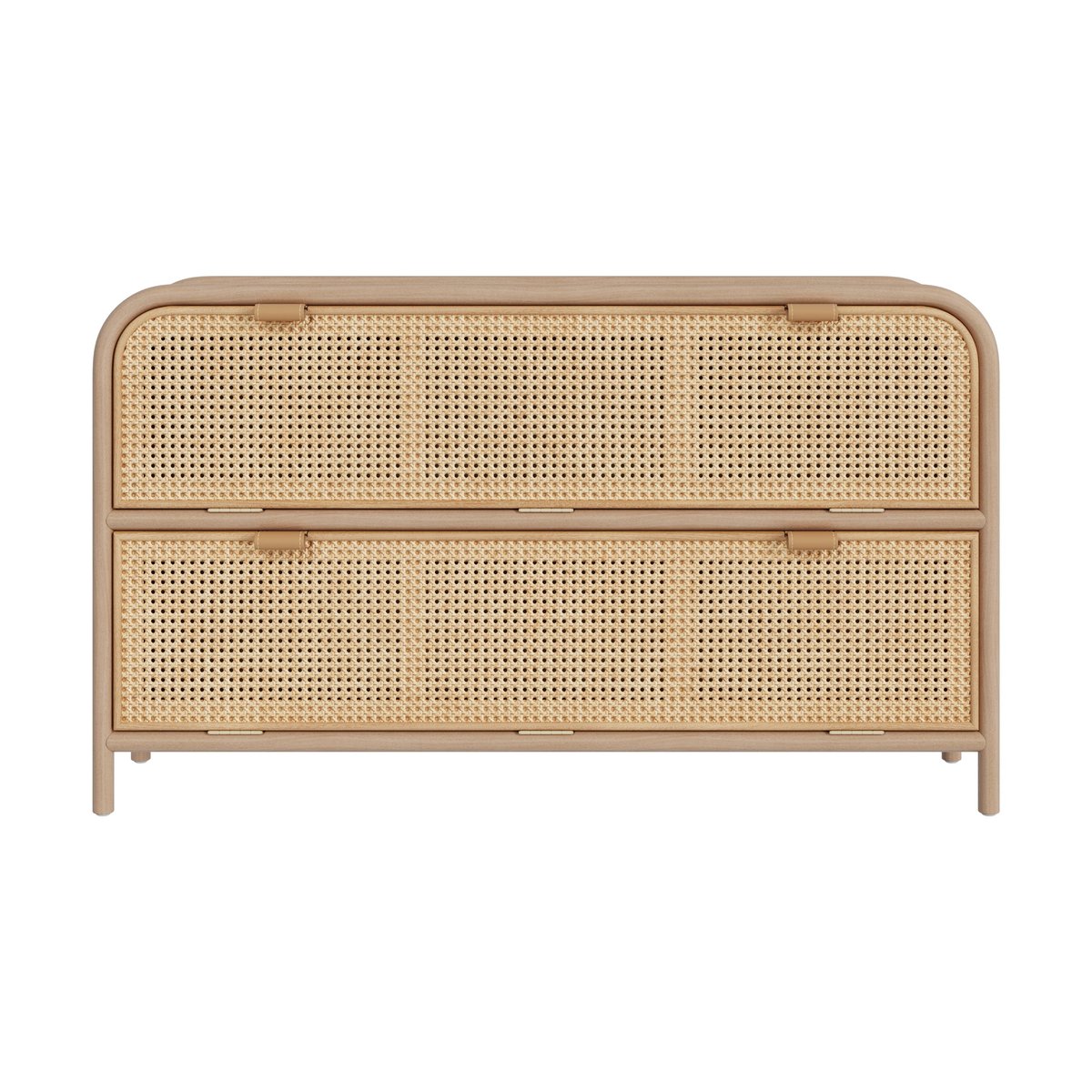 Commode en rotin massif, 2 portes abattantes - ALATA marron clair, MAISON PAVANE