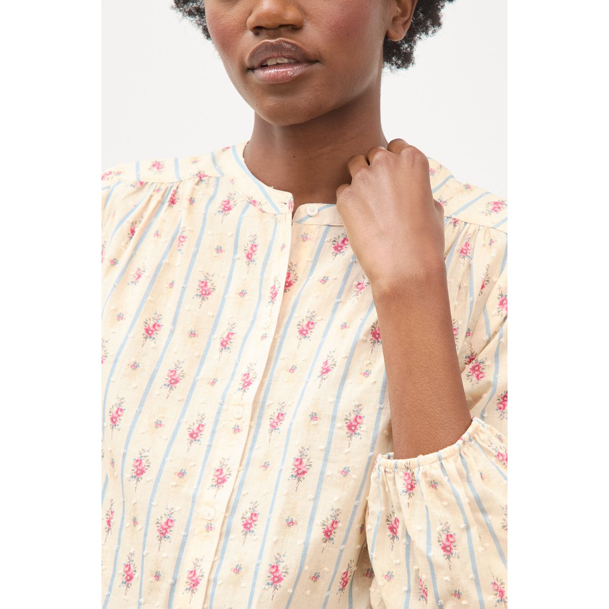 Chemise ample en coton manches longues blanc, BONOBO