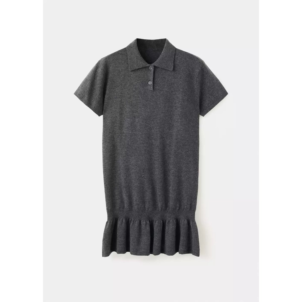 Robe maille col polo gris anthracite, MANGO
