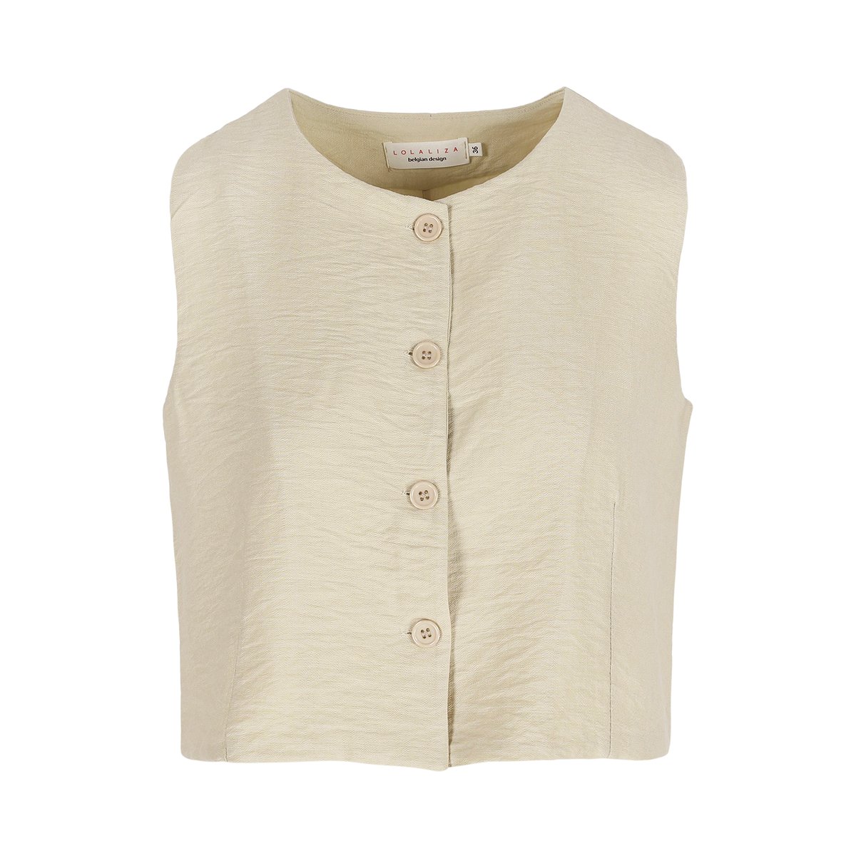 Gilet sans manches boutonné lt beige, LOLALIZA