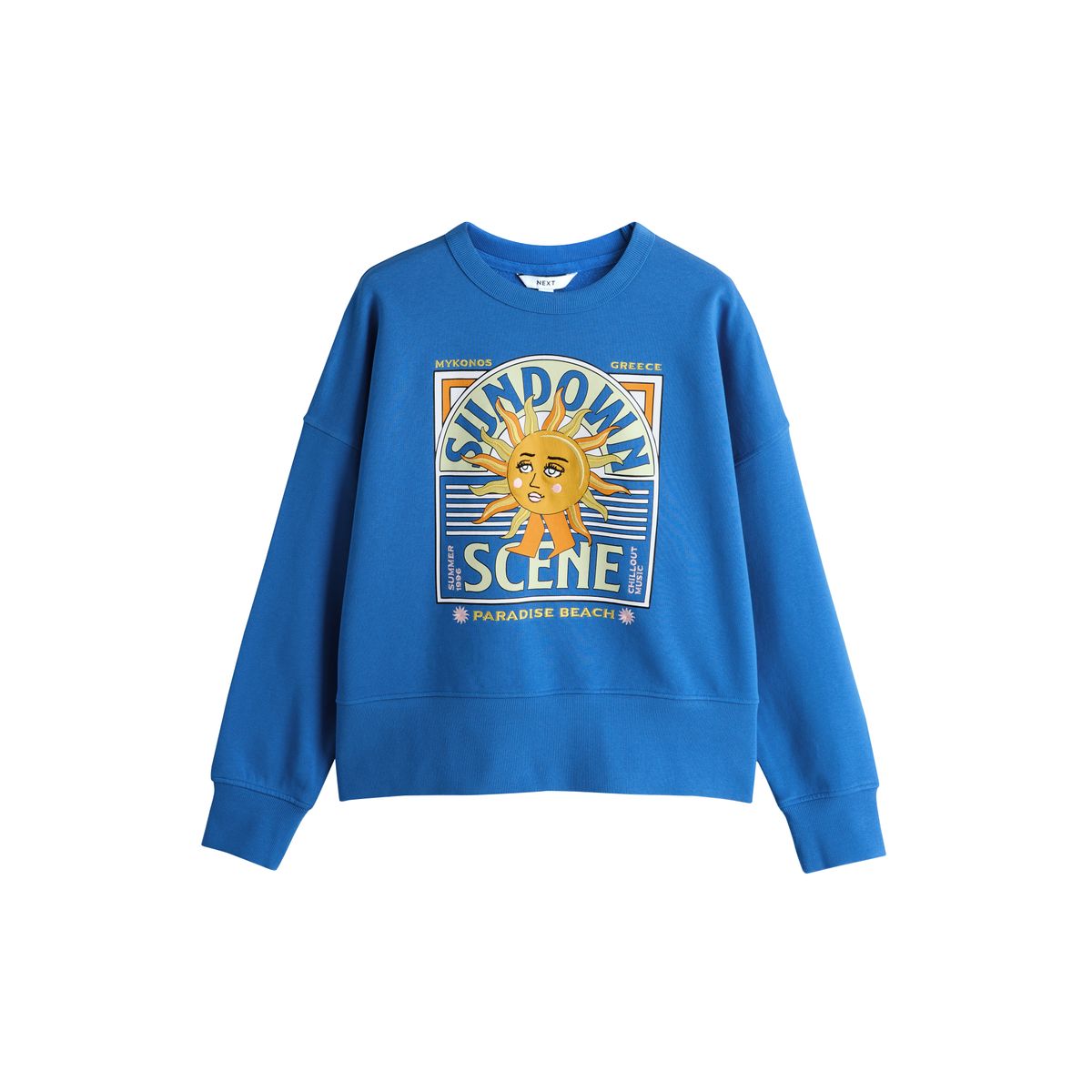 Sweat ras du cou imprimé bleu cobalt, NEXT